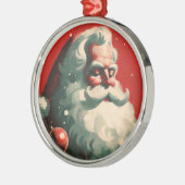 レトロサンタインスノーヴィンテージイラストレーション メタルオーナメント (左)