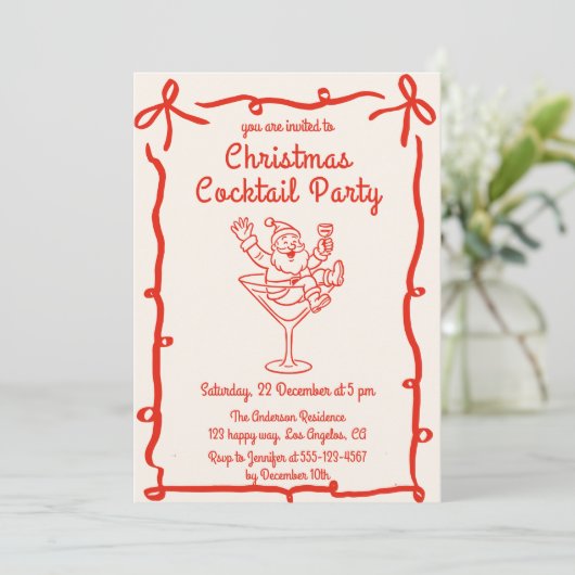 レトロサンタクリスマスカクテルパーティー 招待状 (スタンド正面)