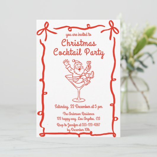 レトロサンタクリスマスカクテルパーティー 招待状 (スタンド正面)