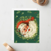 レトロサンタクリスマスカード ノートカード (正面/裏面インサイチュ)