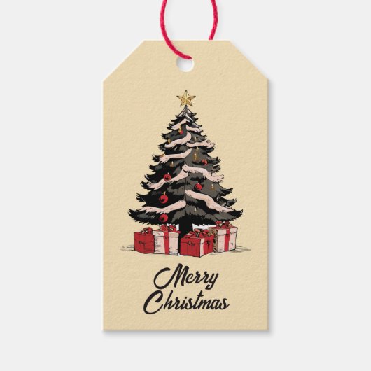 レトロサンタクリスマスギフトラベル ギフトタグ (正面)