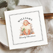 レトロサンタクリスマスファミリーネーム スタンダードカクテルナプキン