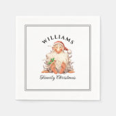 レトロサンタクリスマスファミリーネーム スタンダードカクテルナプキン (正面)