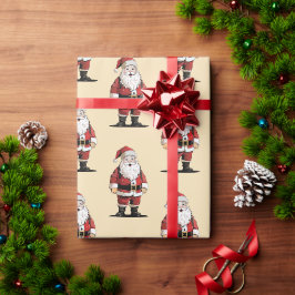 レトロサンタクリスマスラッピング紙 ラッピングペーパー