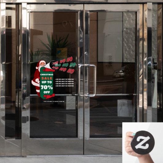 レトロサンタクリスマス ビジネス セール プロモーション 広告 ウィンドウサイン (オフィスドア)