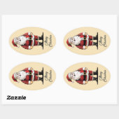 レトロサンタクリスマス 楕円形シール (シート)