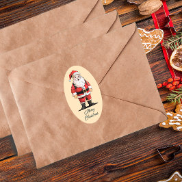 レトロサンタクリスマス 楕円形シール