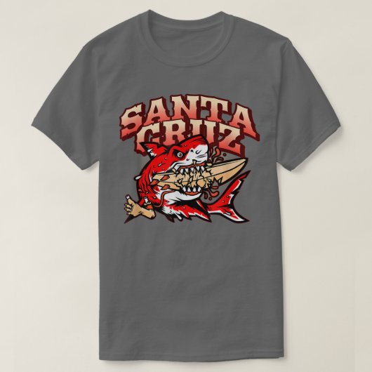 レトロサンタクルーズ素晴らしカリフォルニアの白サメ対 Tシャツ (デザイン正面)