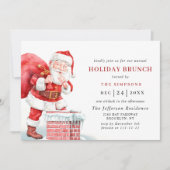 レトロサンタクロスクリスマスホリデーブランチ 招待状 (正面)