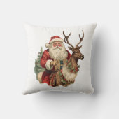 レトロサンタクロースがトナカイのクリスマスに乗る クッション (裏面)