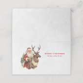 レトロサンタクロースがトナカイのクリスマスに乗る プレイスカード (外部開封)