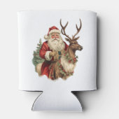 レトロサンタクロースがトナカイのクリスマスに乗る 缶クーラー (裏面)