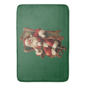 レトロサンタクロースが椅子に座るクリスマス バスマット (正面縦)