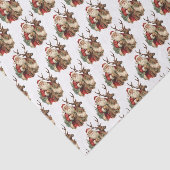 レトロサンタクロースとトナカイのクリスマスパターン 薄葉紙 (詳細)