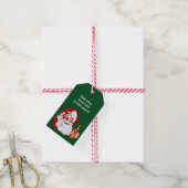 レトロサンタクロースとビールクリスマスおもしろいカスタム ギフトタグ (より糸付き)