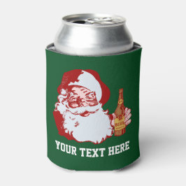 レトロサンタクロースとビールクリスマスおもしろいカスタム 缶クーラー