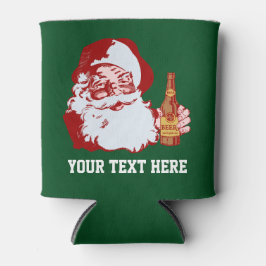 レトロサンタクロースとビールクリスマスおもしろいカスタム 缶クーラー