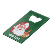 レトロサンタクロースとビールクリスマスカスタム クレジットカード栓抜き (裏面アングル)