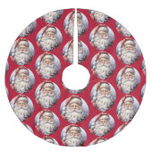 レトロサンタクロースのクリスマスパターン ブラッシュドポリエステルツリースカート (正面)