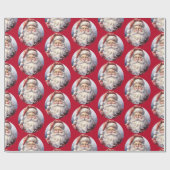 レトロサンタクロースのクリスマスパターン ラッピングペーパー (フラット)