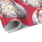 レトロサンタクロースのクリスマスパターン ラッピングペーパー (ロールコーナー)