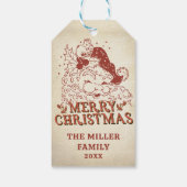 レトロサンタクロースのクリスマスパーティー好意ギフトラベル ギフトタグ (裏面)