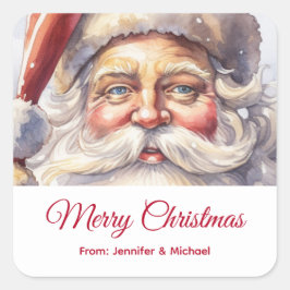 レトロサンタクロースのクリスマスプレゼント スクエアシール