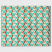 レトロサンタクロースアクアクリスマスラッピング紙 ラッピングペーパー (フラット)