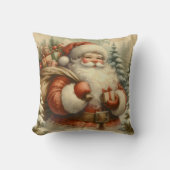 レトロサンタクロースイラストレーション クッション (正面)