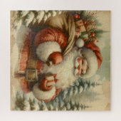 レトロサンタクロースイラストレーション ジグソーパズル (横)