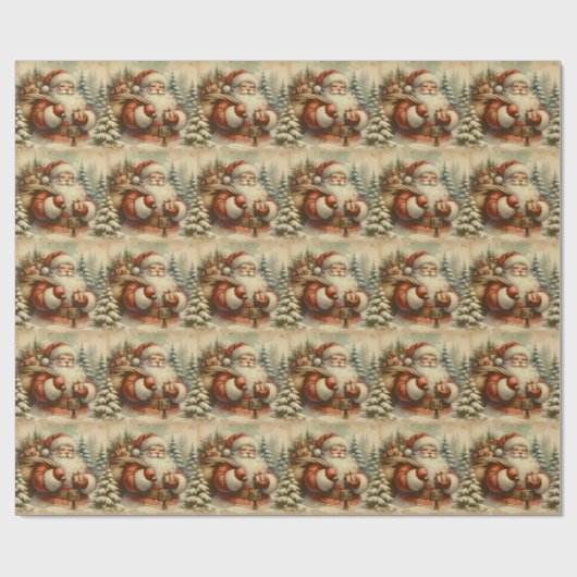 レトロサンタクロースイラストレーション ラッピングペーパー (フラット)