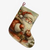 レトロサンタクロースイラストレーション ラージクリスマスストッキング (正面 (吊り時))