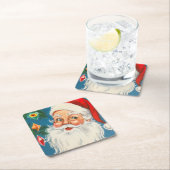レトロサンタクロースウィズクリスマスオーナメントコースター スクエアペーパーコースター (インサイチュ)