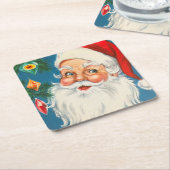 レトロサンタクロースウィズクリスマスオーナメントコースター スクエアペーパーコースター (アングル)