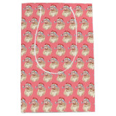 レトロサンタクロースウィンクイン赤面ピンクミディアムギフトB ミディアムペーパーバッグ (正面)