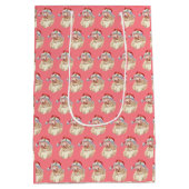 レトロサンタクロースウィンクイン赤面ピンクミディアムギフトB ミディアムペーパーバッグ (裏面)