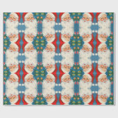 レトロサンタクロースオーナメントラッピング紙 ラッピングペーパー (フラット)