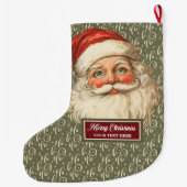 レトロサンタクロースクリスマスストッキングヴィンテージアート ラージクリスマスストッキング (裏面)