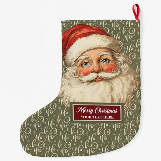 レトロサンタクロースクリスマスストッキングヴィンテージアート ラージクリスマスストッキング (裏面)