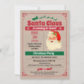 レトロサンタクロースクリスマスパーティーヴィンテージ飾り 招待状 (正面)