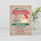 レトロサンタクロースクリスマスパーティーヴィンテージ飾り 招待状 (スタンド正面)
