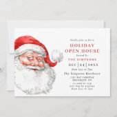 レトロサンタクロースクリスマスホリデーオープンハウス 招待状 (正面)