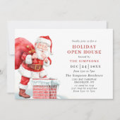 レトロサンタクロースクリスマスホリデーオープンハウス 招待状 (正面)