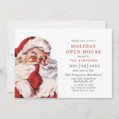 レトロサンタクロースクリスマスホリデーオープンハウス 招待状 (正面)