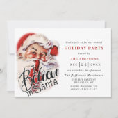 レトロサンタクロースクリスマスホリデーパーティー 招待状 (正面)