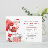 レトロサンタクロースクリスマスホリデーパーティー 招待状 (スタンド正面)