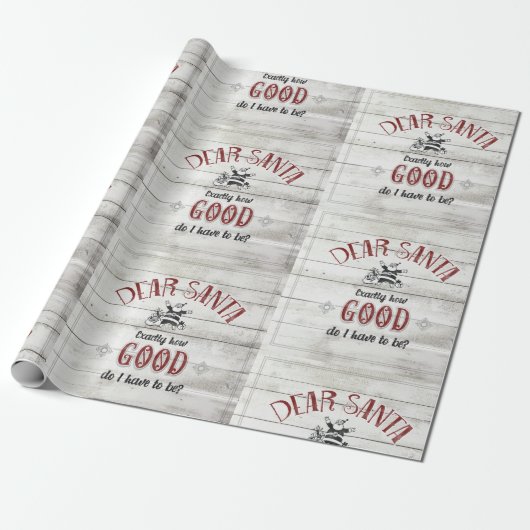 レトロサンタクロースクリスマス素朴ヴィンテージウッド ラッピングペーパー (アンロールド)