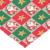 レトロサンタクロースタータンチェックプレイドクリスマス ショートテーブルランナー (コーナー)