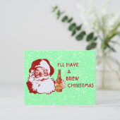 レトロサンタクロースビールブリュークリスマス シーズンポストカード (スタンド正面)