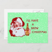 レトロサンタクロースビールブリュークリスマス シーズンポストカード (正面/裏面)